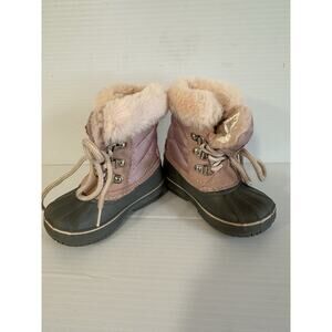 London Fog Toddler Girls Faux Fur Winter Spring Pink Duck Boots size 5